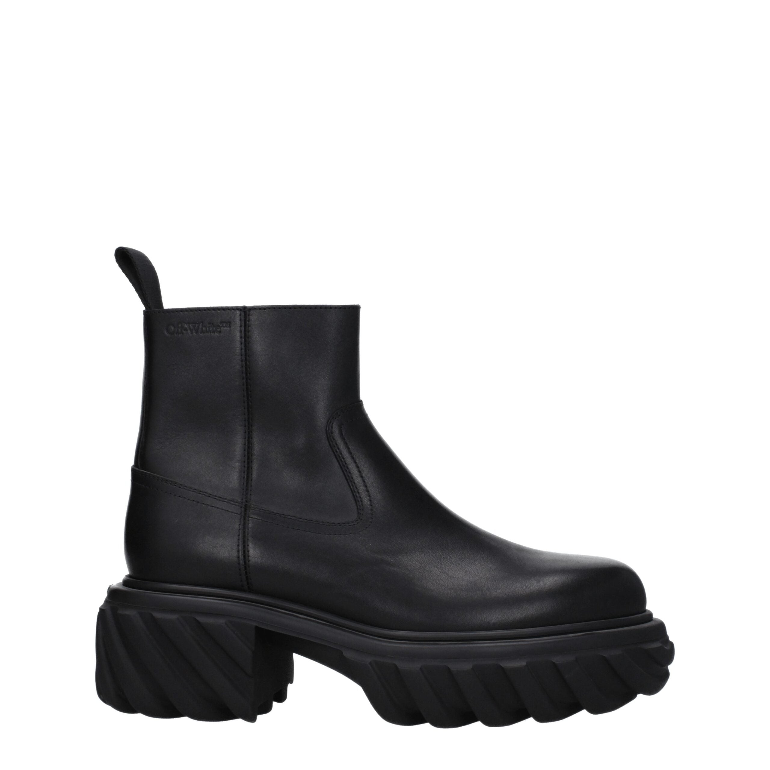 Off-White Black Leather Ankle